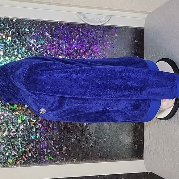 Y2K The Northface Teddy Bear 'Osito' Zip Up Jacket Coat Dark Royal Blue SZ:M - Picture 4 of 10